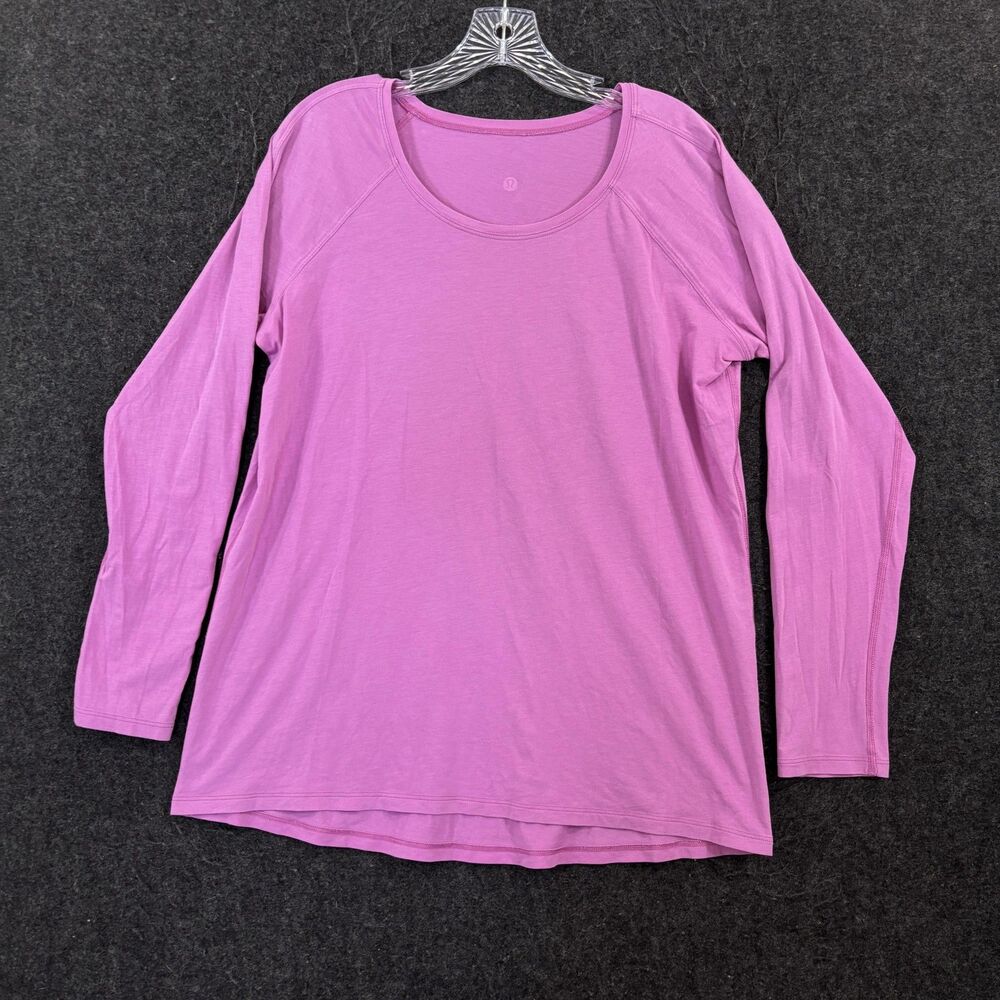 Lululemon Emerald Shirt Women's 10 Large Pink Scoop Neck Lightweight Stretch